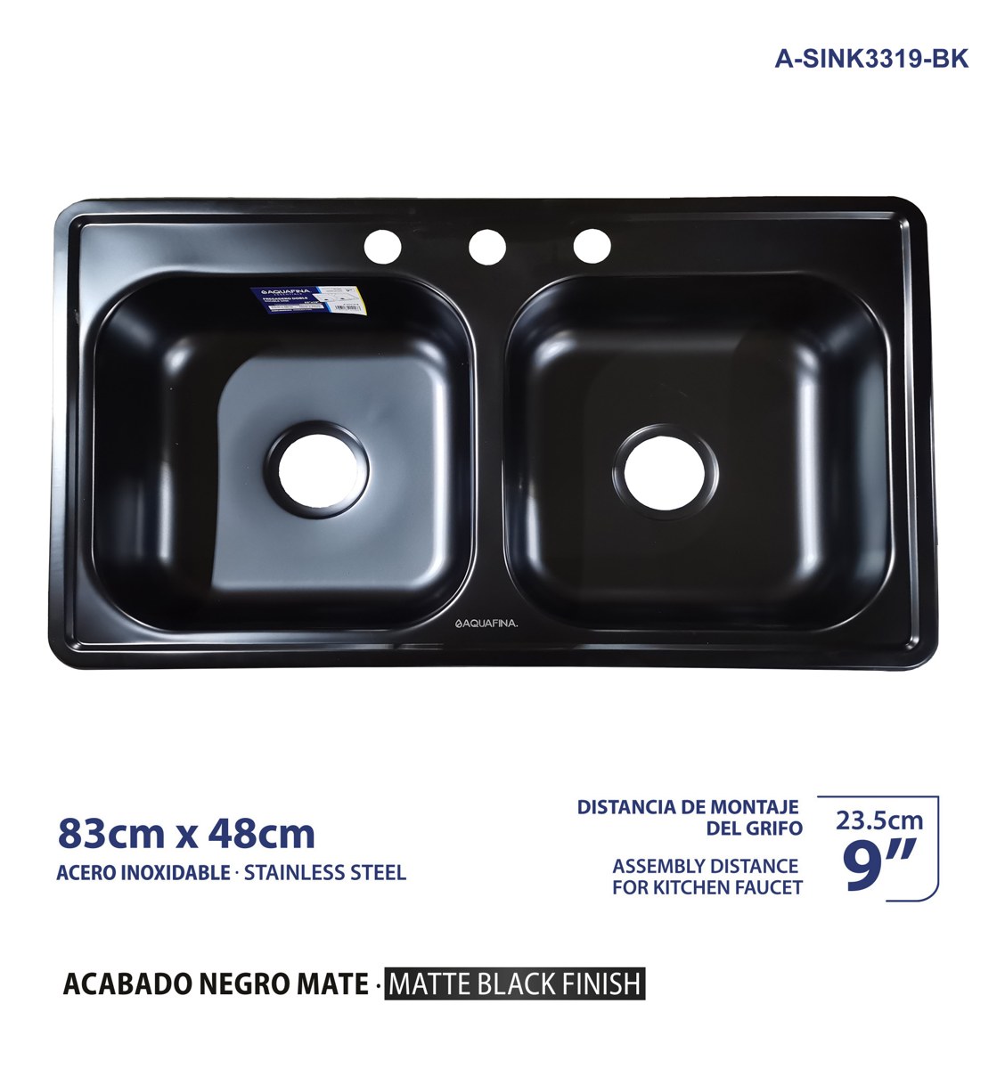 Double bowl sink A-SINK3319-BK, supplier product image
