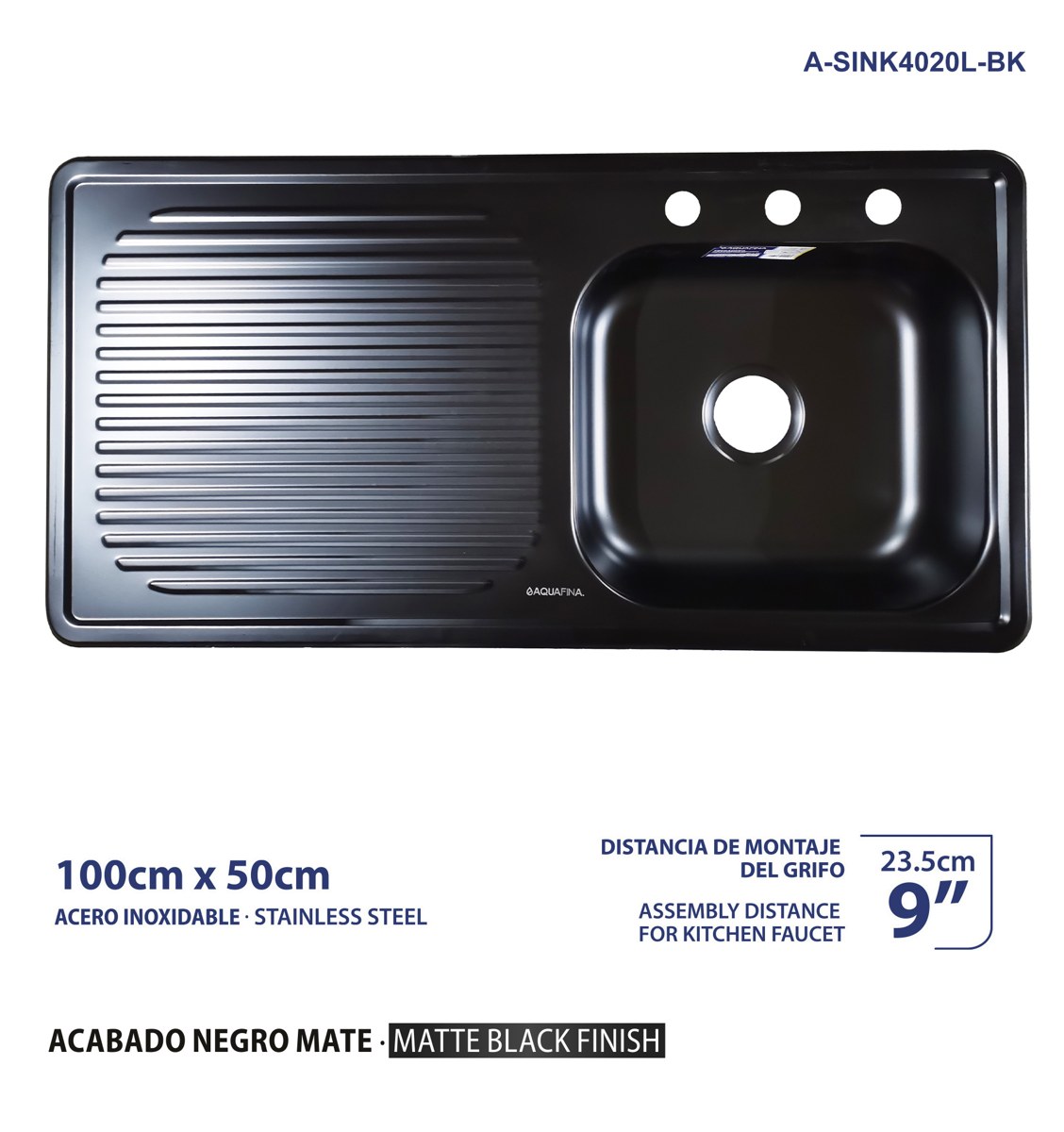Left drainer sink A-SINK4020L-BK, supplier product image