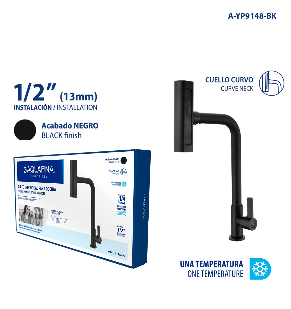 Kitchen faucet A-YP9148-BK, supplier product image
