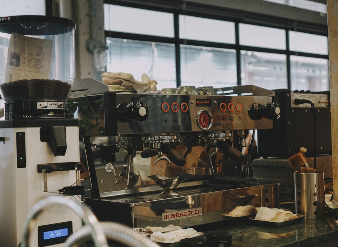 Espresso machine in a café